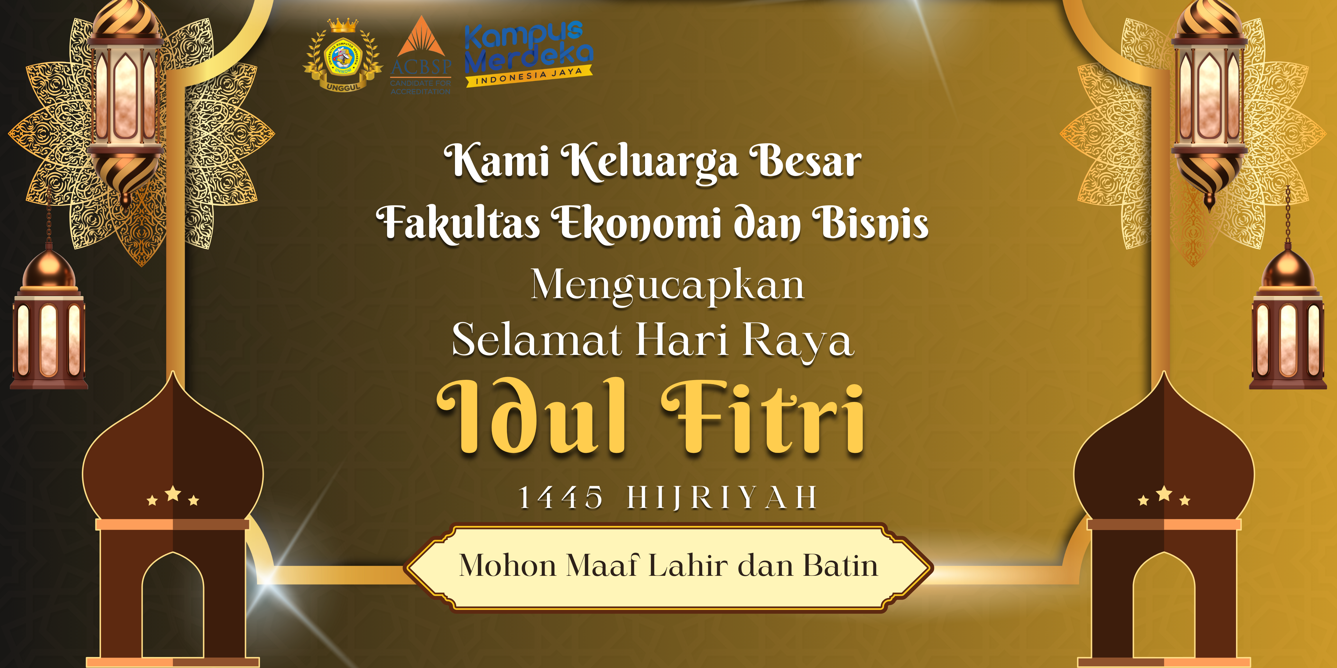 Cokelat Emas Mewah Elegan Ucapan Idul Fitri Banner